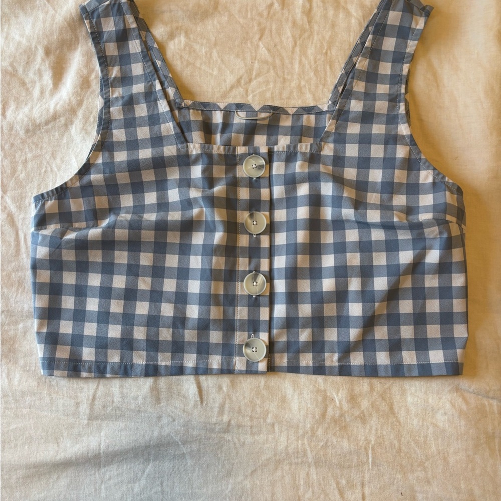 Wayre Travel Short Set in blue gingham - Picture 2 of 11